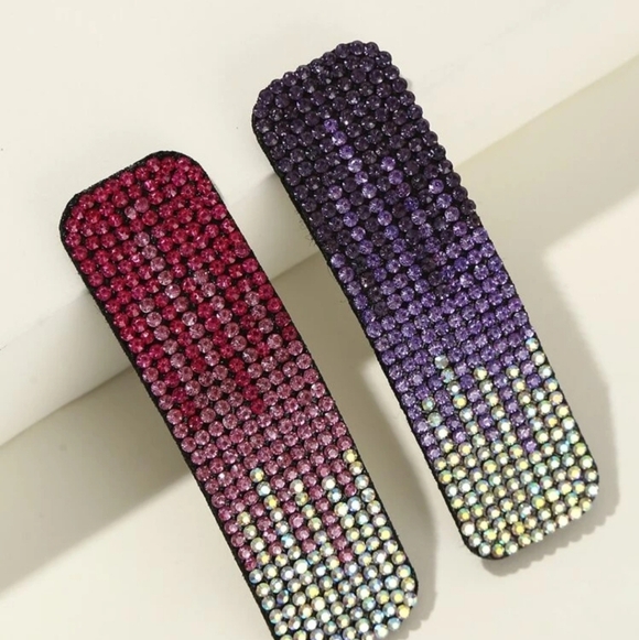 Two pc rhinestone hair clips - Picture 4 of 8